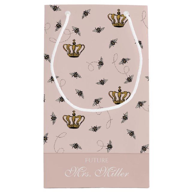 Blush Pink Future Mrs Queen Bee Gold Crown (Baksidan)