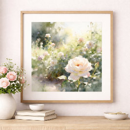Blush Pink Garden Roses Poster
