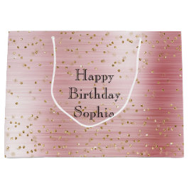Blush Pink Glam Gold Sparkle Confetti Birthday