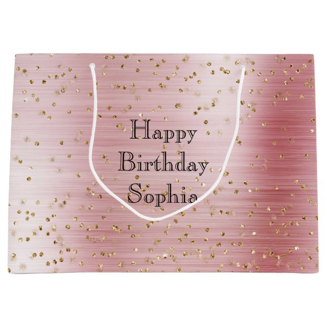 Blush Pink Glam Gold Sparkle Confetti Birthday (Framsidan)