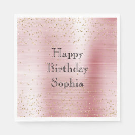 Blush Pink Glam Gold Sparkle Confetti Birthday Pappersservett