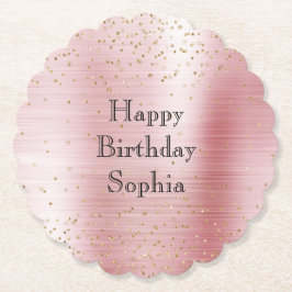 Blush Pink Glam Gold Sparkle Confetti Birthday Underlägg Papper