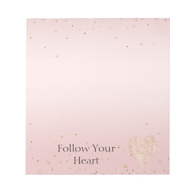 Blush Pink Glitter Love Gold Confetti Heart Anteckningsblock (Framsida)