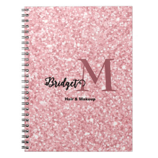 Blush Pink glitter Monogram hair and makeup Anteckningsbok