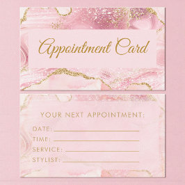 Blush Pink Gold Agate Marble Appointment Card Visitkort