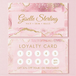 Blush Pink Gold Agate Marble Loyalty Card Tidsbeställning Kort