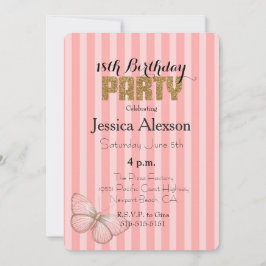 Blush Pink Gold Confetti Glitter 18th Birthday Inbjudningar