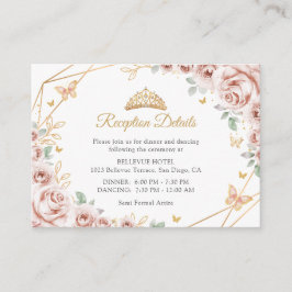 Blush Pink Gold Floral Quinceanera  Details Tilläggskort