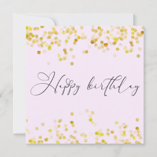 Blush Pink Gold Glitter Happy Birthday Kort