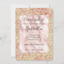 Blush Pink Gold Glitter Ombre Inbjudningar