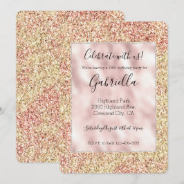 Blush Pink Gold Glitter Ombre Inbjudningar