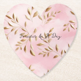 Blush Pink Gold Leaves Wedding Underlägg Papper