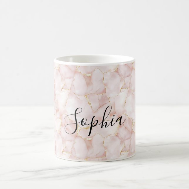 Blush Pink Gold Rose Petals Floral Kaffemugg (Center)
