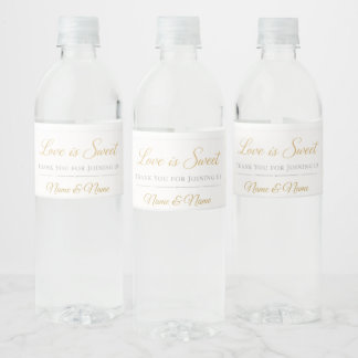 Blush Pink & Gold Wedding Water Bottle Label –🤍   Vattenflaskor Etikett