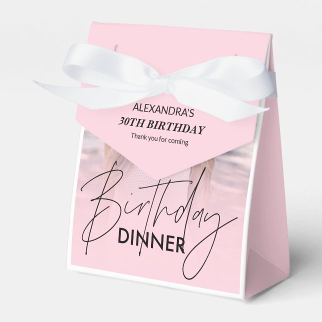 Blush Pink Gradient Photo Birthday Dinner Presentaskar (Framsidan Sidan)