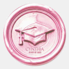 Blush Pink Graduation Cap  Wax Seal Runt Klistermärke