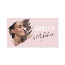 Blush Pink Gray Script Photo Makeup