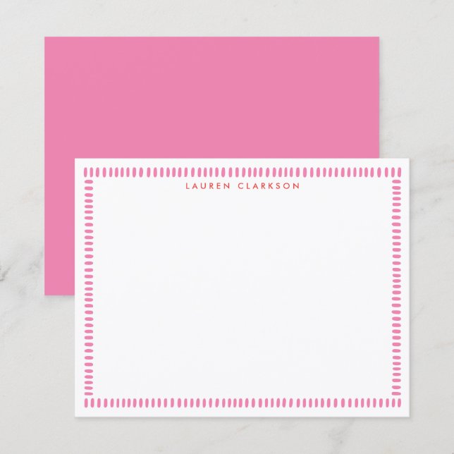 Blush Pink Hand Painted Stripe Border Note card Inbjudningar (Fram/baksida)