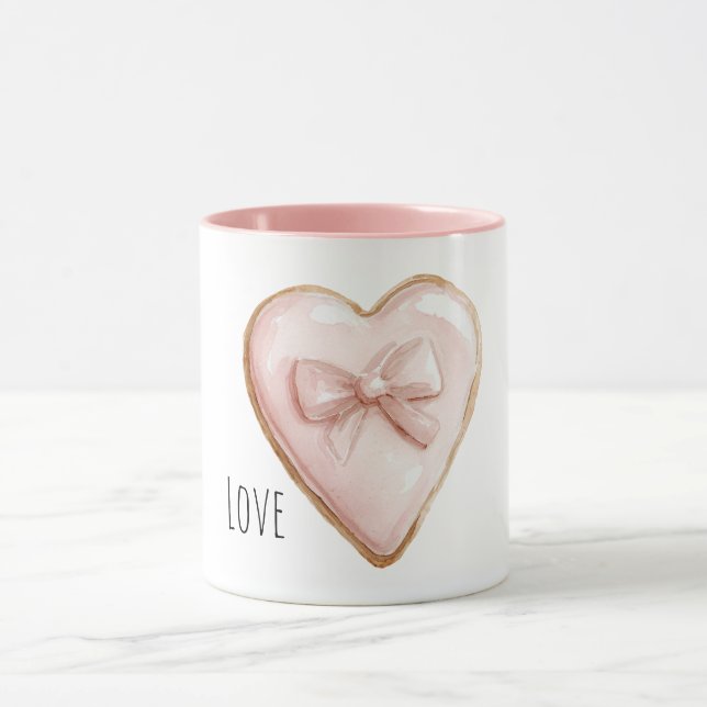 Blush Pink Heart Bow Mugg (Center)