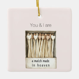 Blush pink Hearts Match Made in Heaven Christmas Julgransprydnad Keramik