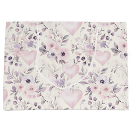Blush Pink Hearts Purple Flowers Birthday