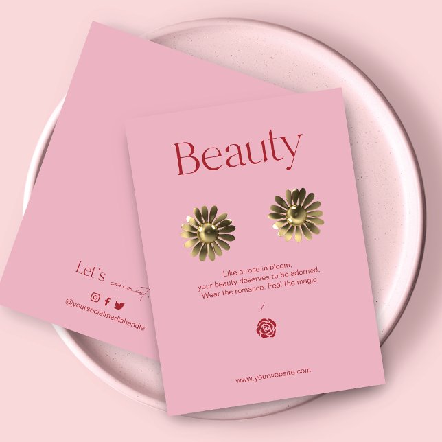 Blush Pink Jewelry Earring Display Card Visitkort (Skapare uppladdad)