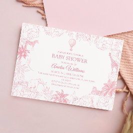 Blush Pink Jungle Safari Animals Baby Shower Inbjudningar