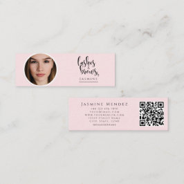 Blush Pink Lashes And Brows Professional Photo Qr Mini Visitkort