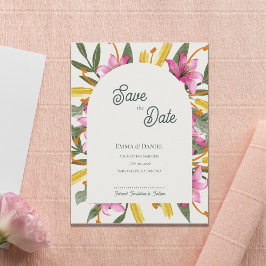Blush Pink Lily Arched Wedding Save the Date Meddelande Vykort
