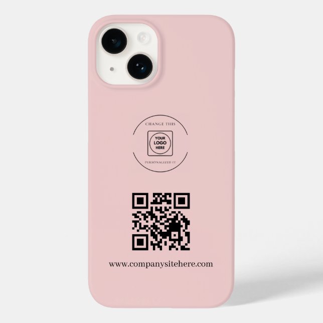 Blush Pink Logo QR Code Business iphone case (Baksida)