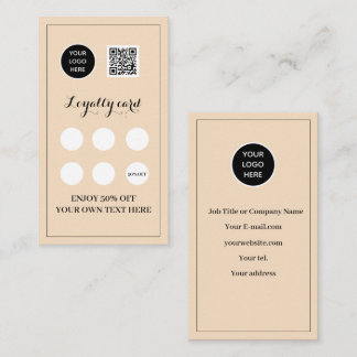 Blush Pink Logo QR Code Business Reward Punch Lojalitetskort