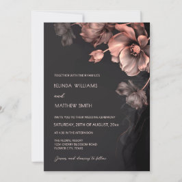 Blush Pink Metallic 3 D Flowers Wedding Invitation Inbjudningar
