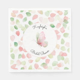 Blush Pink Mint Floral Butterfly Bridal Shower  Pappersservett
