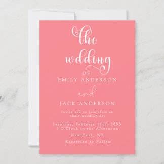 blush pink Modern Elegance Chic Wedding Invitation Inbjudningar
