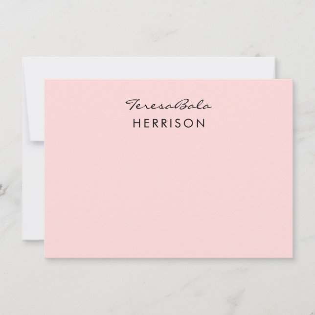Blush Pink | Modern Minimalist Monogram Design Anteckningskort (Framsida)