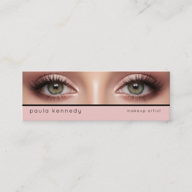 Blush Pink Modern Photo Makeup Mini Visitkort (Framsida)