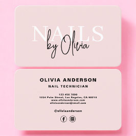 Blush Pink Nail Technician Visitkort