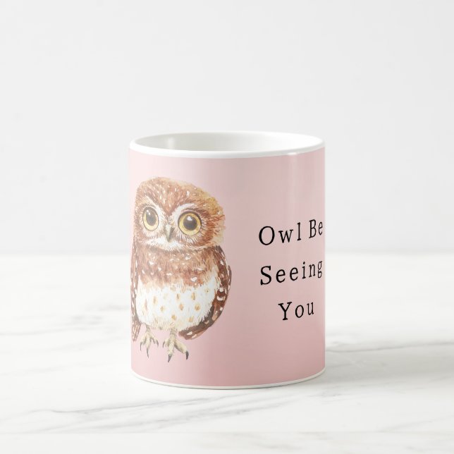 Blush Pink Owl I'll Be Seeing You Kaffemugg (Center)