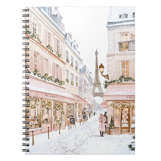 Blush Pink Paris Eiffel Tower Winter Anteckningsbok (Framsidan)