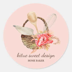 Blush Pink Pastry Chef Bakery Runt Klistermärke