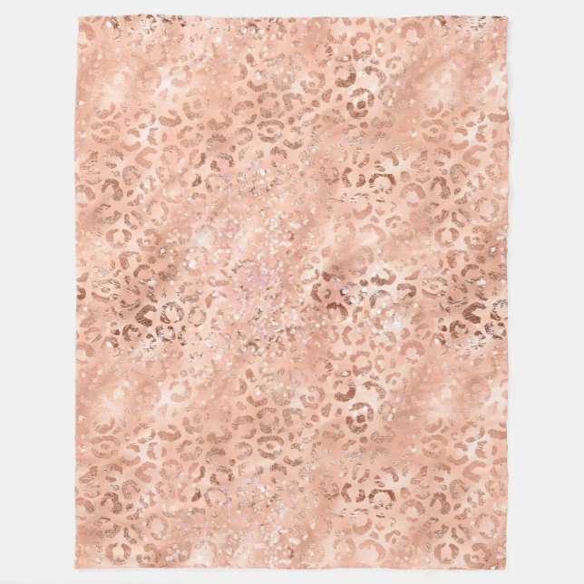 Blush Pink Peach Rose Gold Leopard  Fleecefilt (Framsidan)