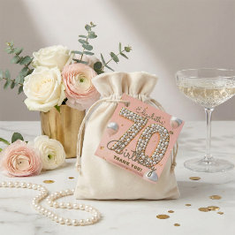 Blush Pink Pearl Gold 70th Birthday Thank You Gåvor Etiketter