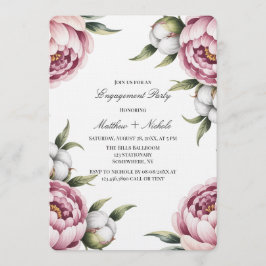 Blush Pink Peony and Cotton Engagement Party Inbjudningar