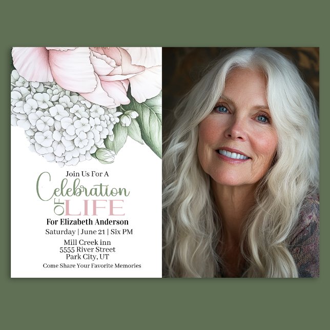 Blush Pink Peony Celebration Of Life Invitation Inbjudningar (Skapare uppladdad)