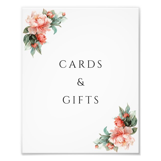 Blush Pink Peony Coral Elegant Cards & Gifts Sign Fototryck (Framsidan)