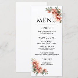 Blush Pink Peony Coral Elegant Dinner Wedding  Meny