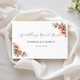 Blush Pink Peony Coral Elegant Floral Wedding Gästböcker