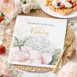Blush Pink Peony Floral 18th Birthday  Pappersservett