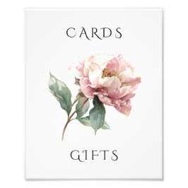 Blush Pink Peony Floral Wedding Cards & Gifts Sign Fototryck