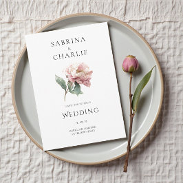 Blush Pink Peony Flower Elegant Botanical Wedding Inbjudningar